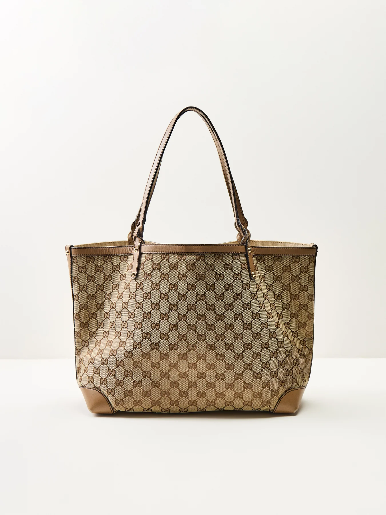 Vintage Gucci Canvas Craft Tote Bag Brown - Image 3