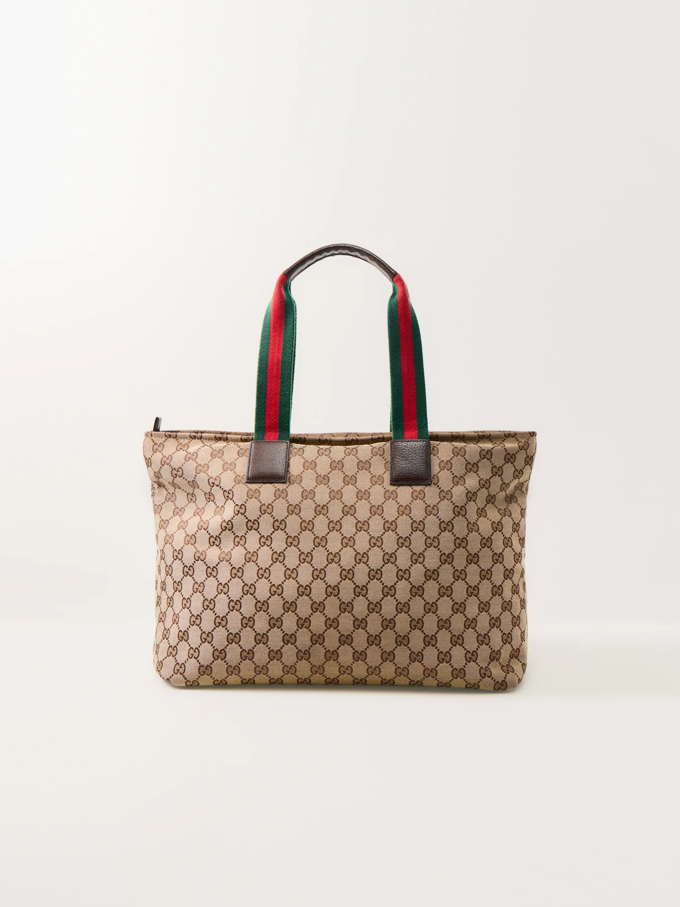 Vintage Gucci Web Zip Tote Large Brown - Image 3