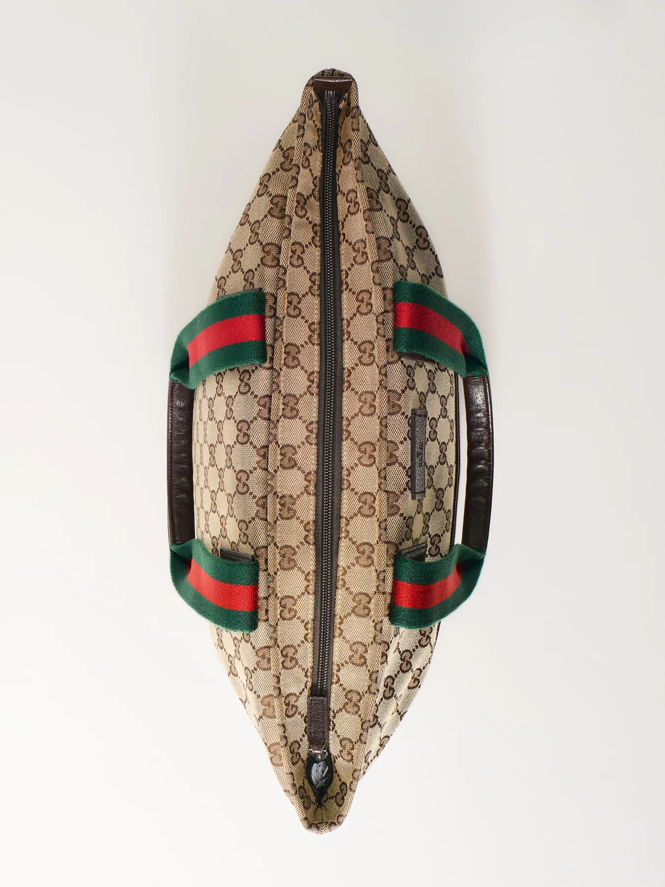 Vintage Gucci Web Zip Tote Large Brown - Image 5