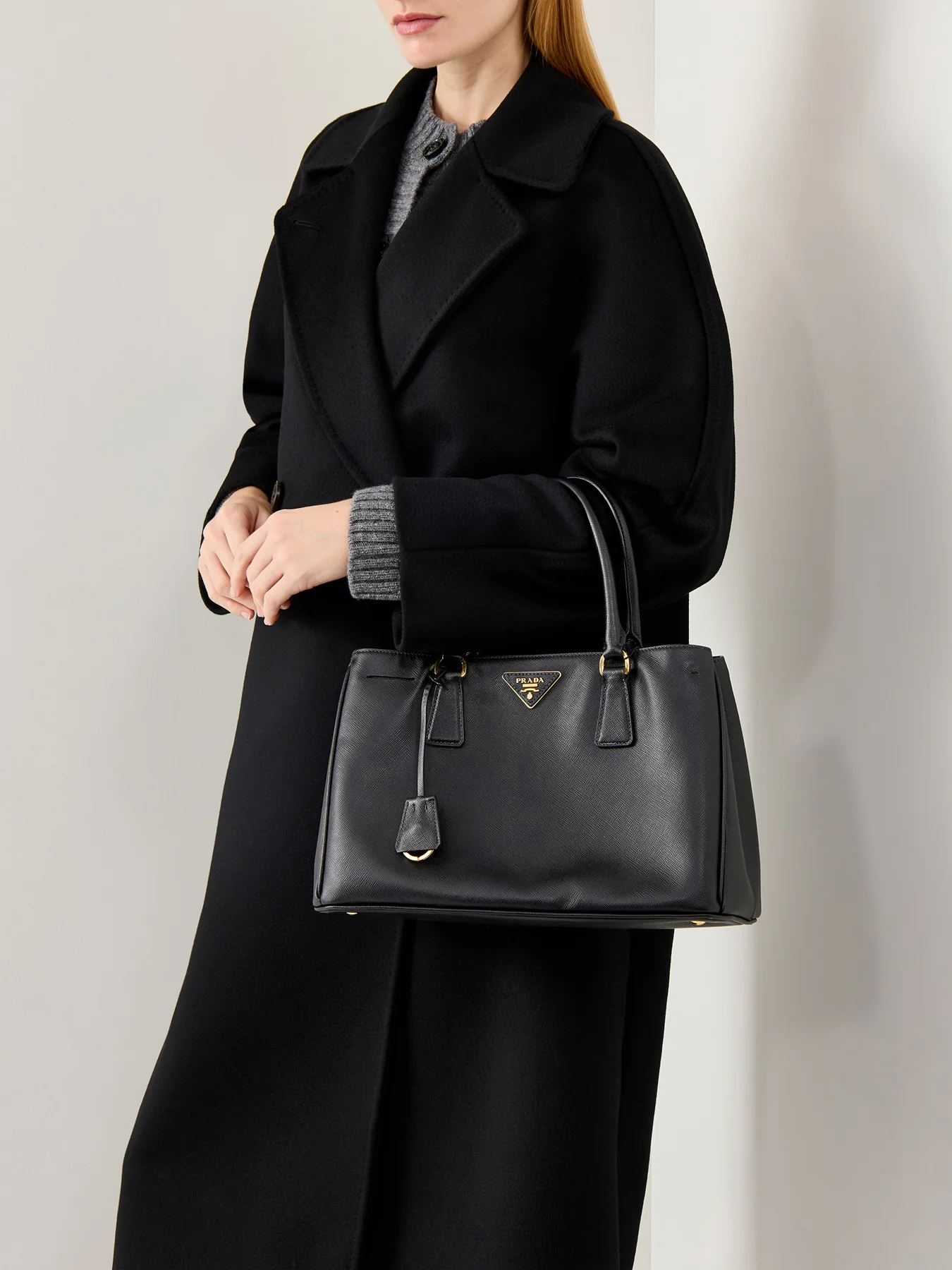 Vintage Prada Saffiano Executive Tote Medium Black - Image 2