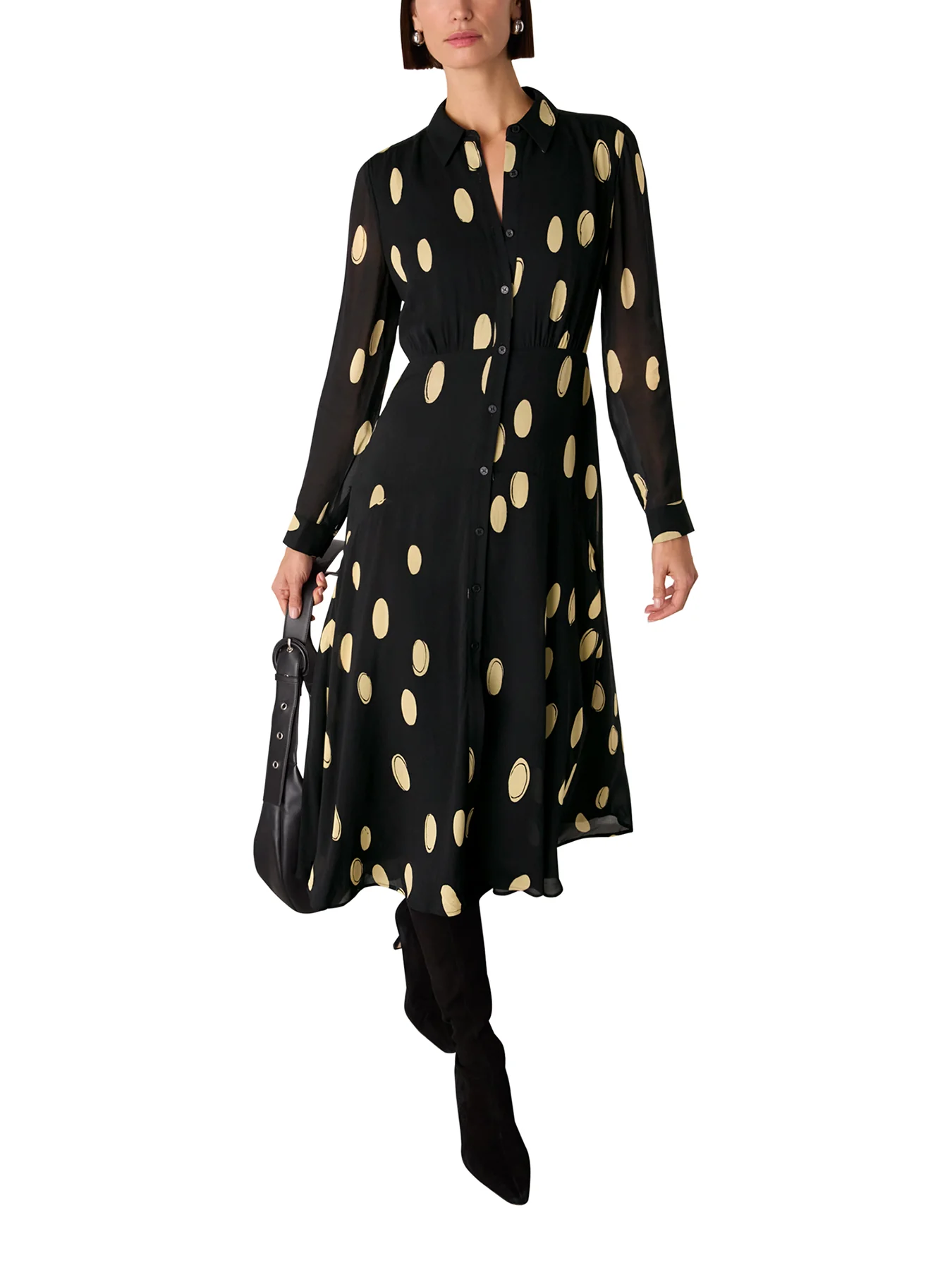 Abstract Spot Shirt Dress Black - Image 3
