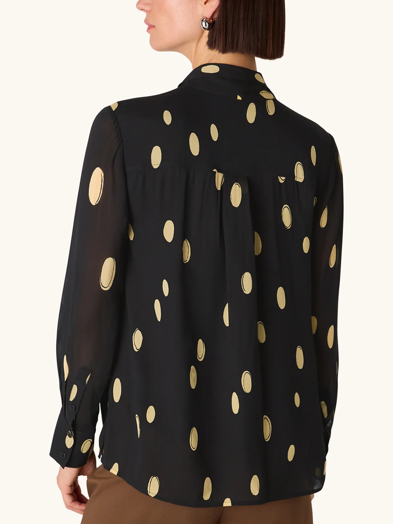 Abstract Spot Tie Neck Blouse Black - Image 3