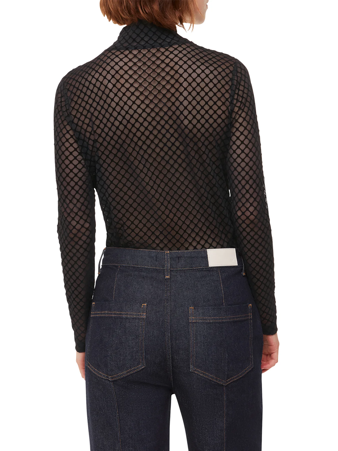 Checked Flocked Mesh Top Black - Image 3