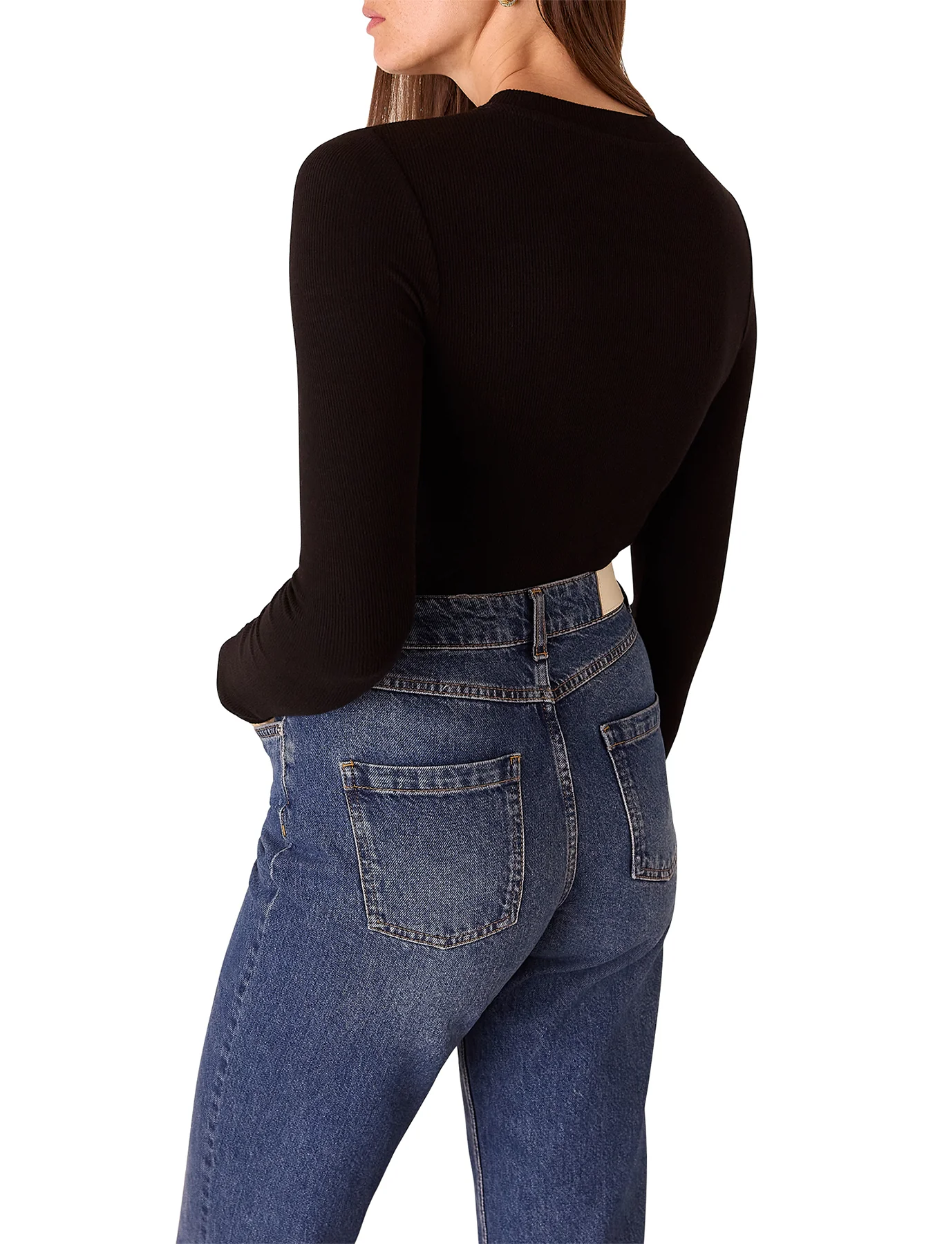 Essential Ribbed Crew Black - Image 3