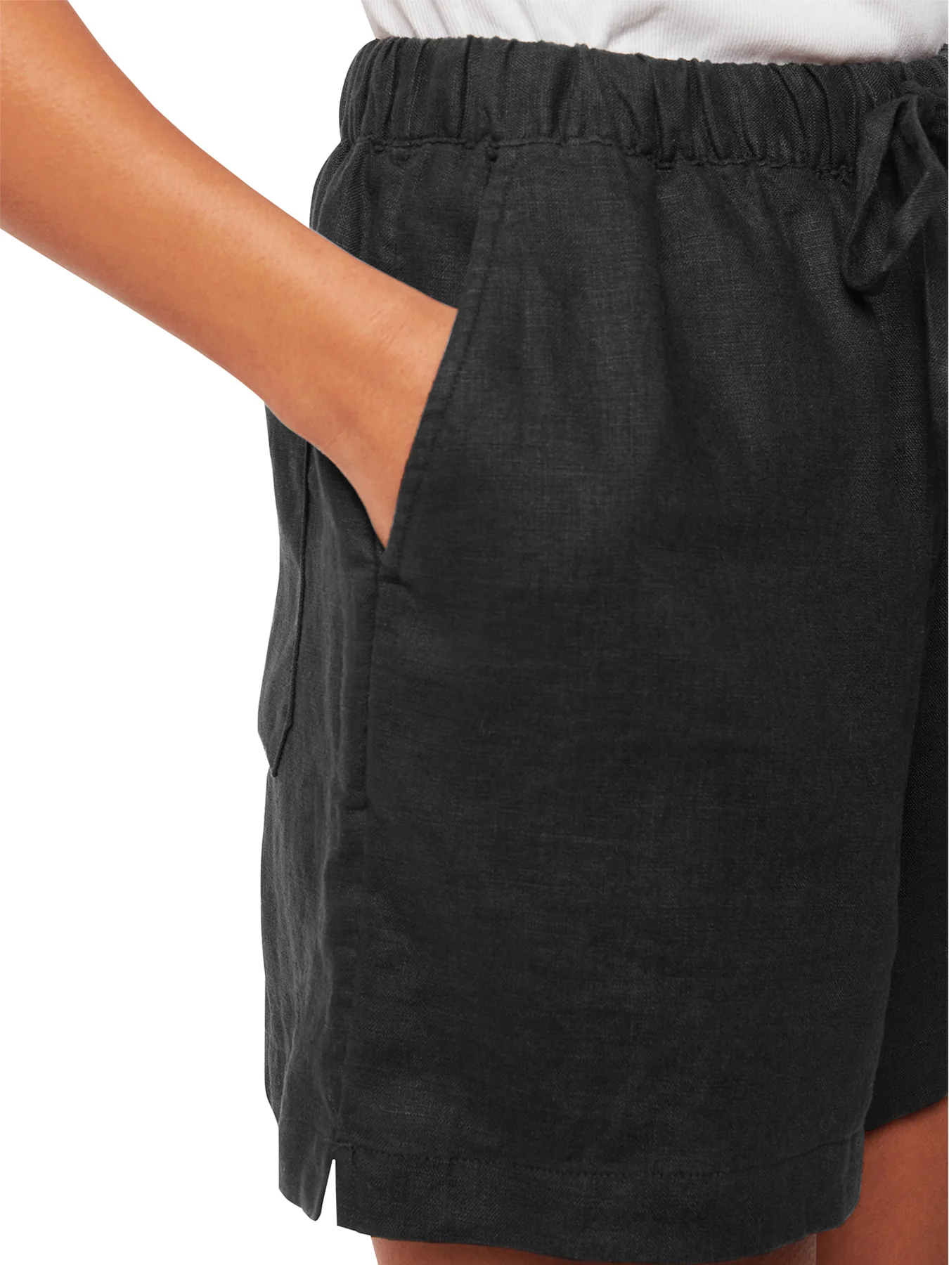 Black Linen Elasticated Short - Image 4