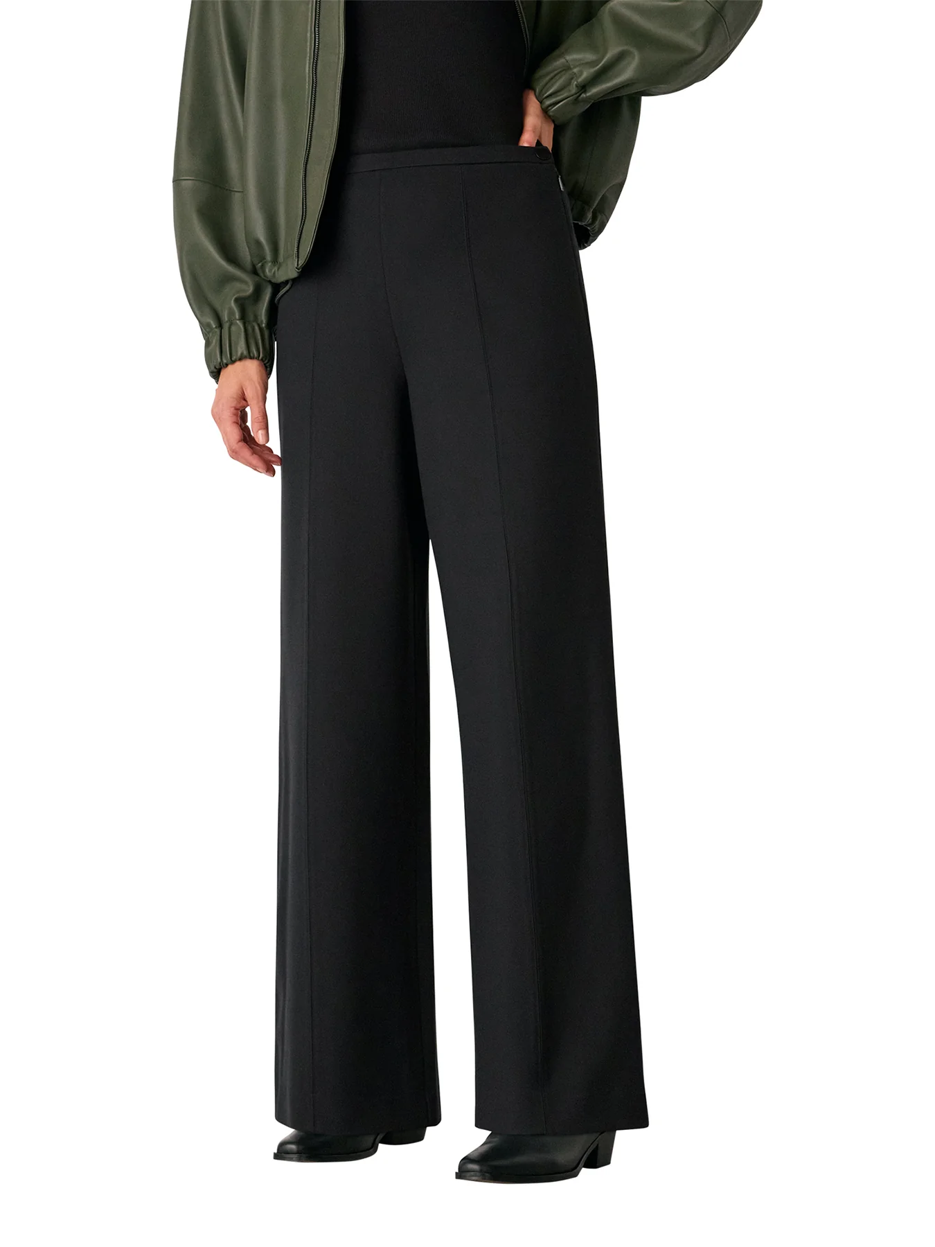 Ponte Wide Leg Trouser Black - Image 2