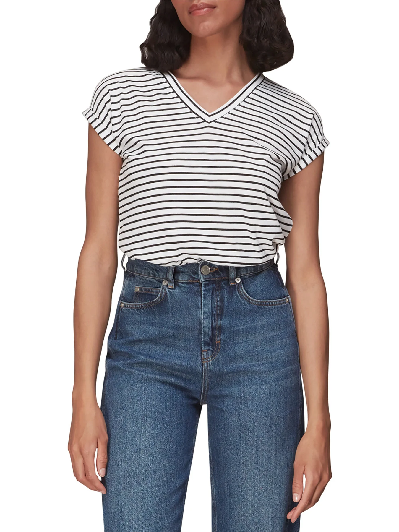Willa Stripe V Neck Tee - Image 2