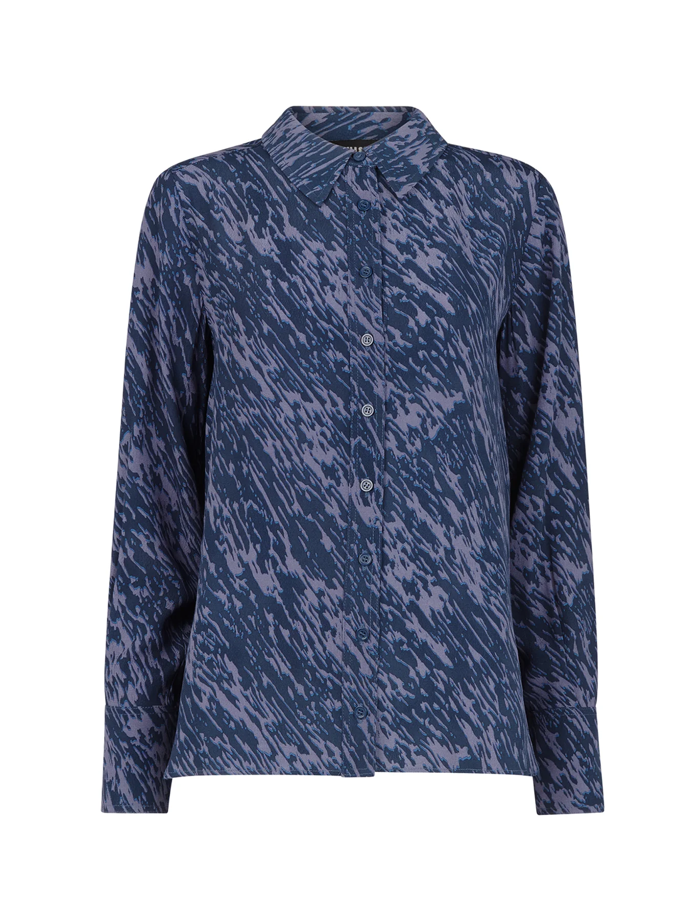 Abstract Marks Collared Shirt Blue