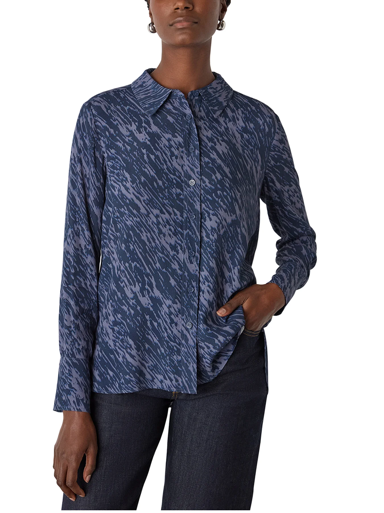 Abstract Marks Collared Shirt Blue - Image 2
