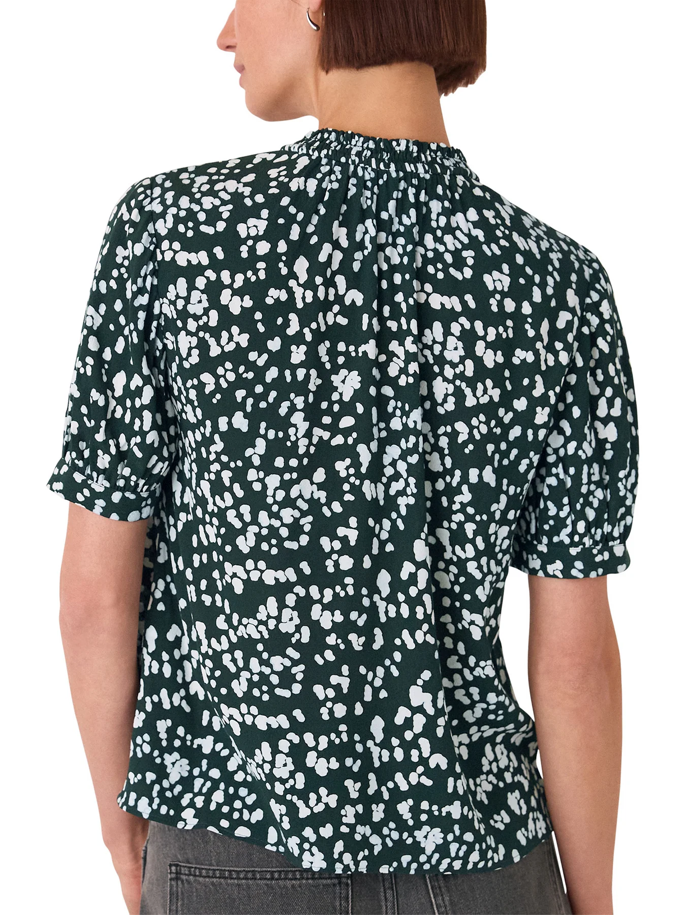 Animal Tie Neck Blouse Blue - Image 3