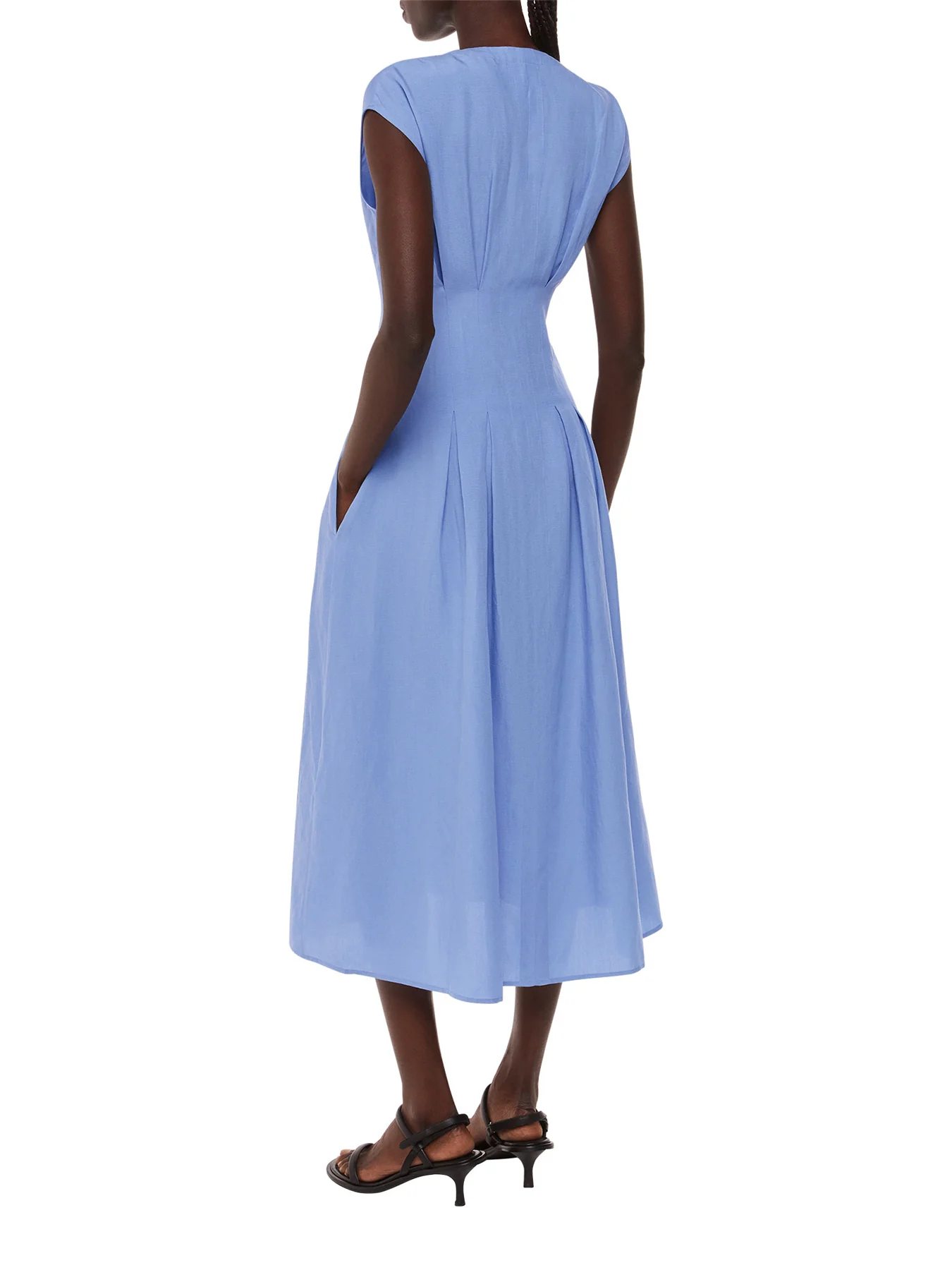 Blue Panel Linen Blend Dress - Image 3