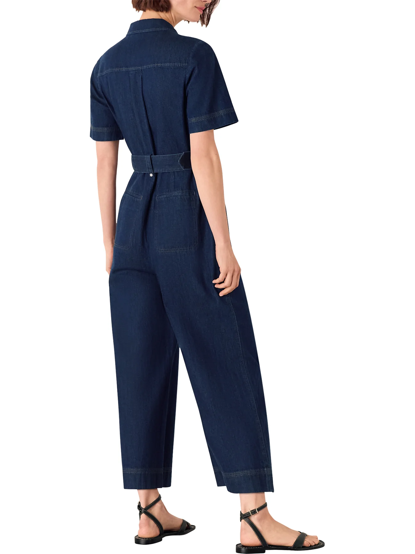 Denim Denim Pintuck Belted Jumpsuit - Image 3