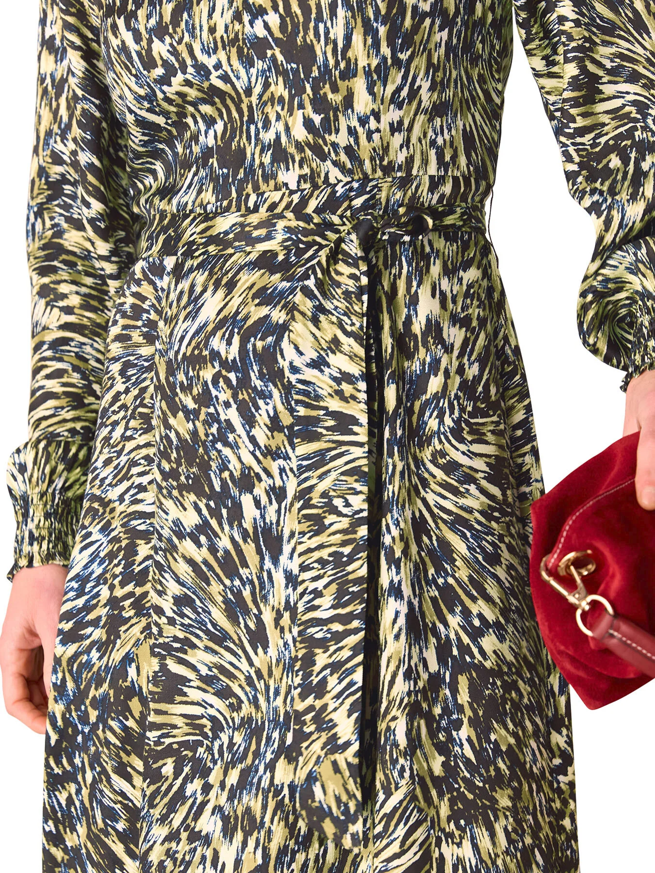 Khaki/Multi Leopard Swirl Midi Dress - Image 4