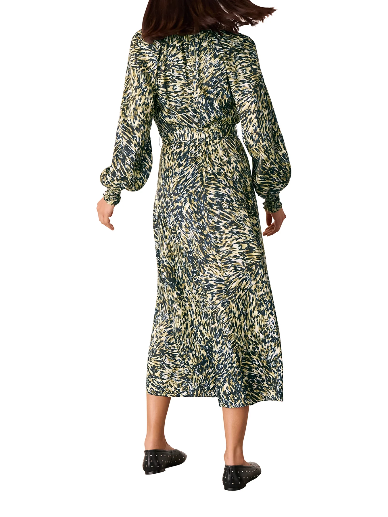 Khaki/Multi Leopard Swirl Midi Dress - Image 7