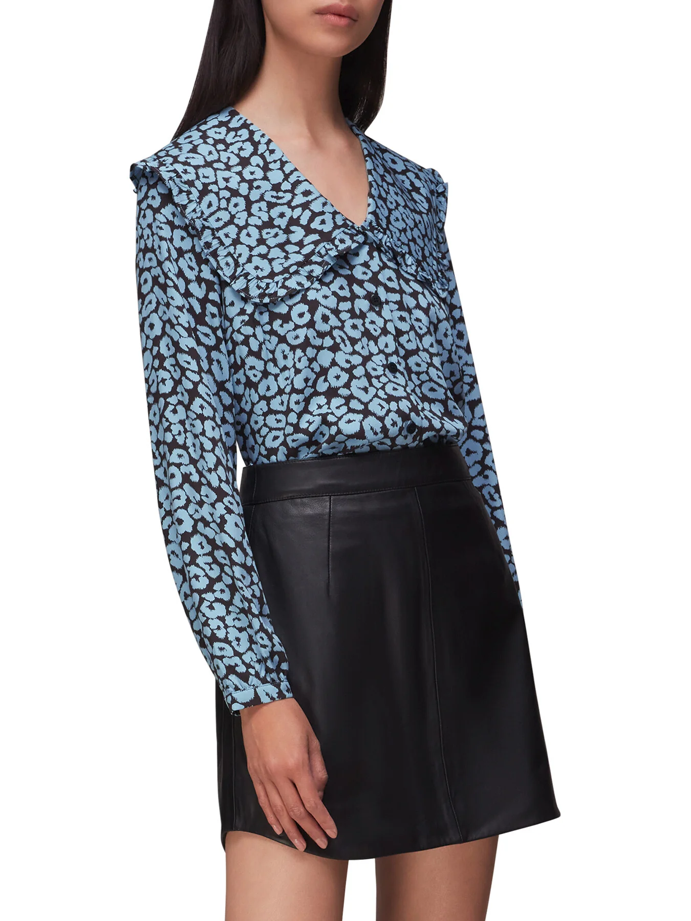 Fuzzy Leopard Collar Top - Image 4