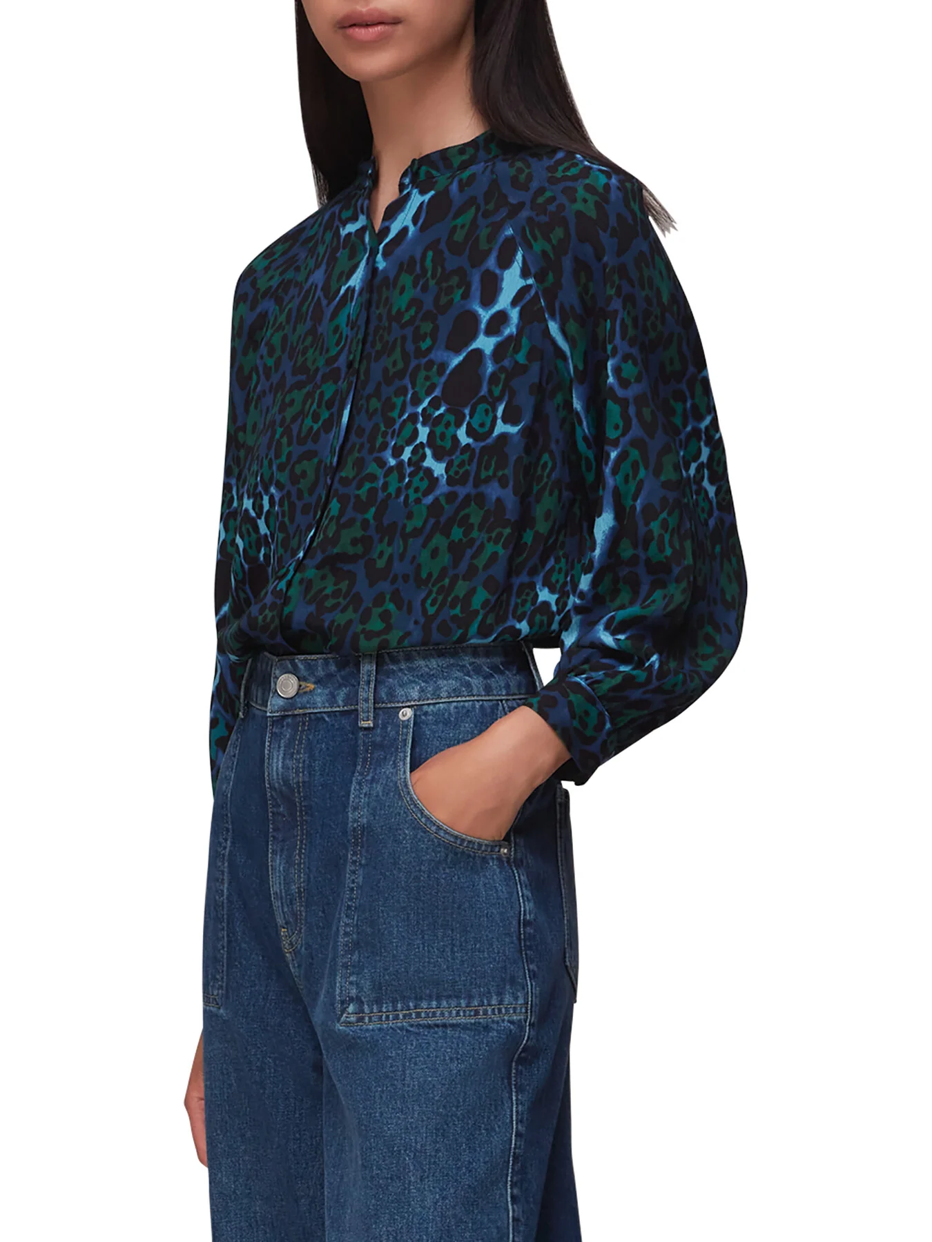 Night Cat Print Raglan Shirt - Image 2