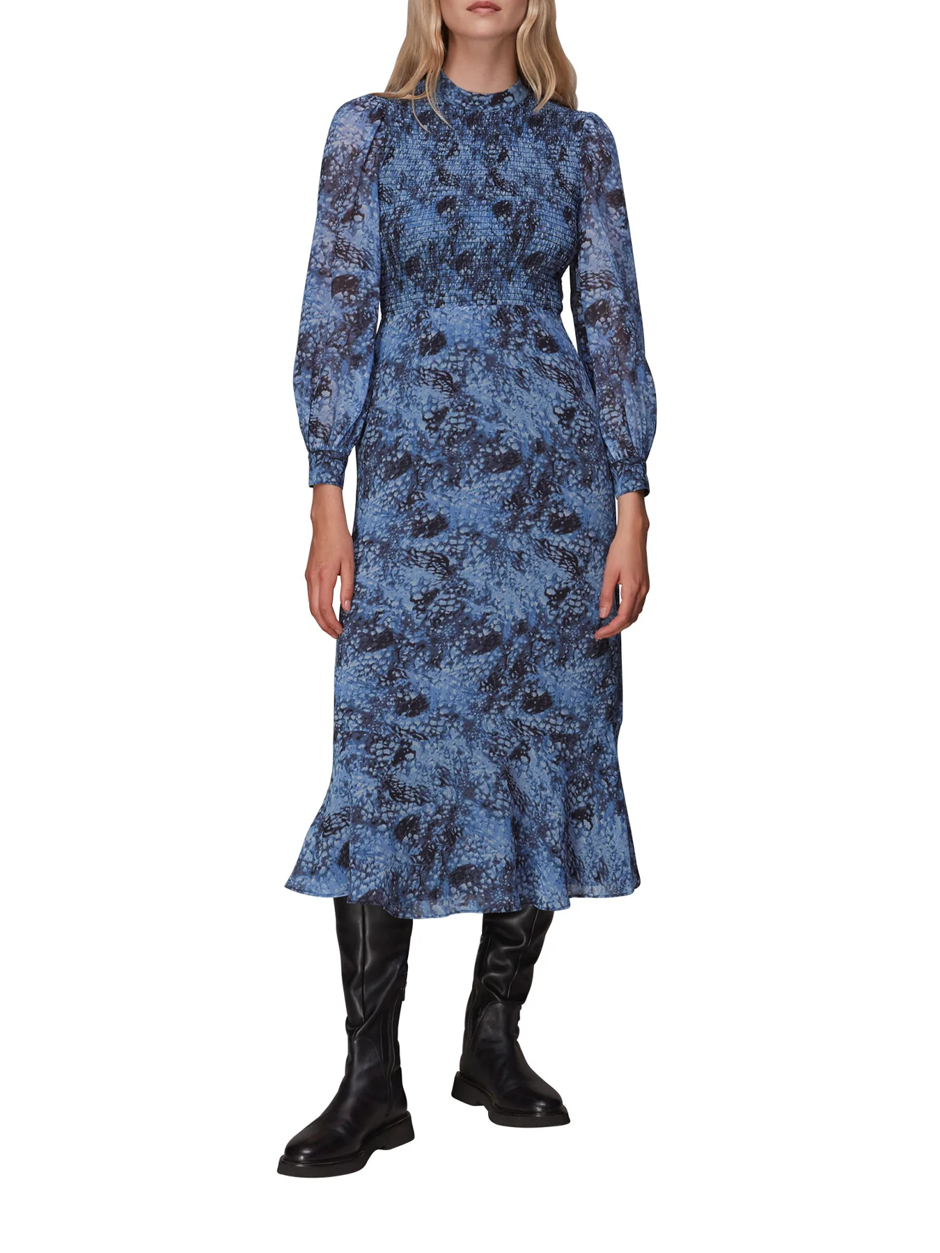 Snow Flurry Shirred Midi Dress - Image 2
