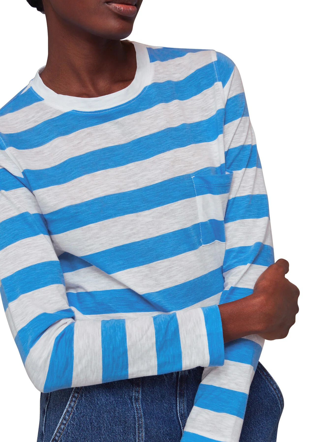 Stripe Crew Neck Pocket Top - Image 4