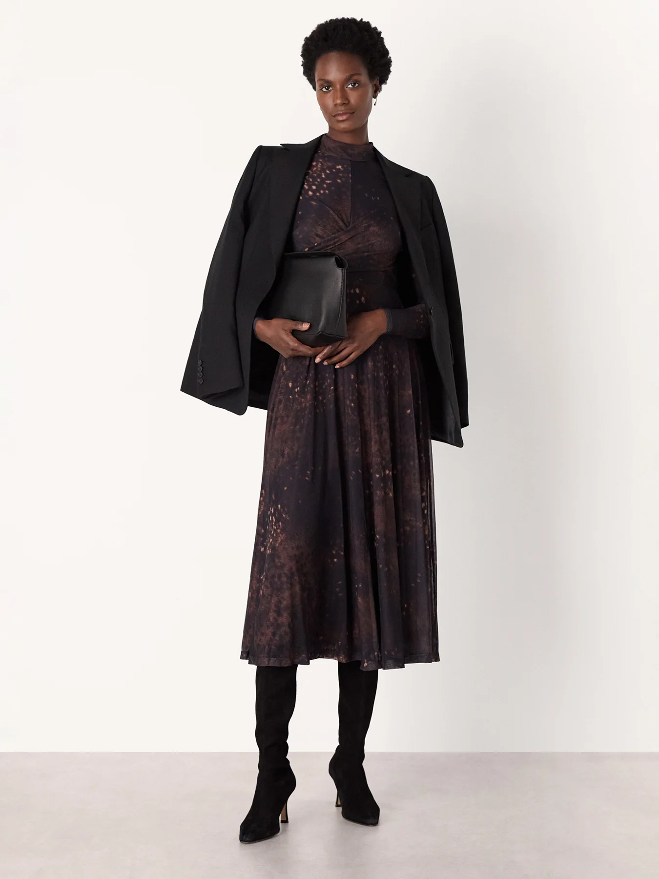 Spotted Animal Mesh Dress Brown - Image 2