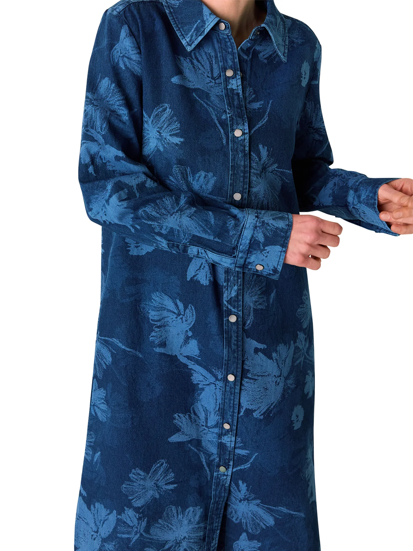 Denim Chalk Print Denim Shirt Dress - Image 8