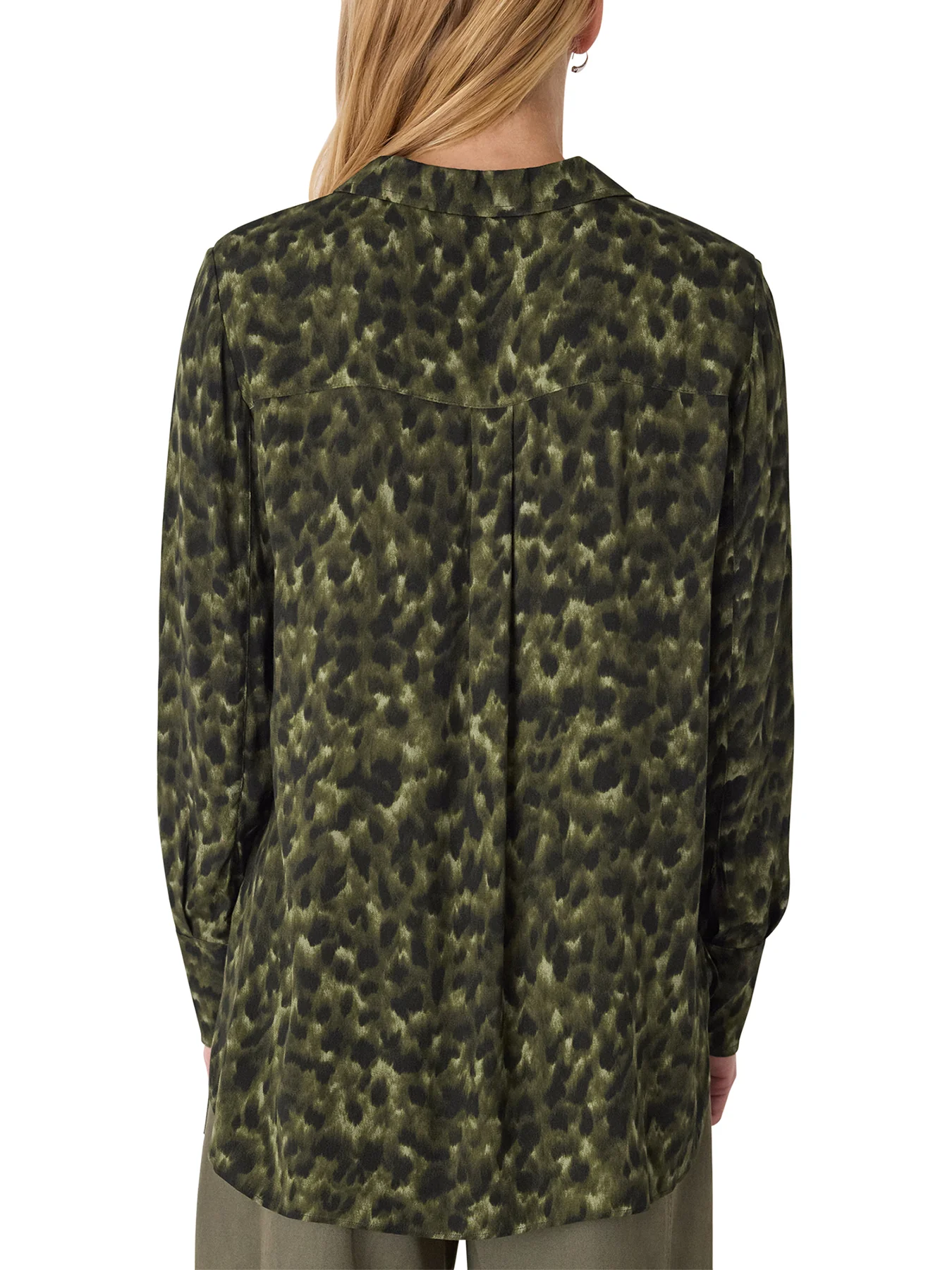 Animal Print Collared Shirt Green - Image 3