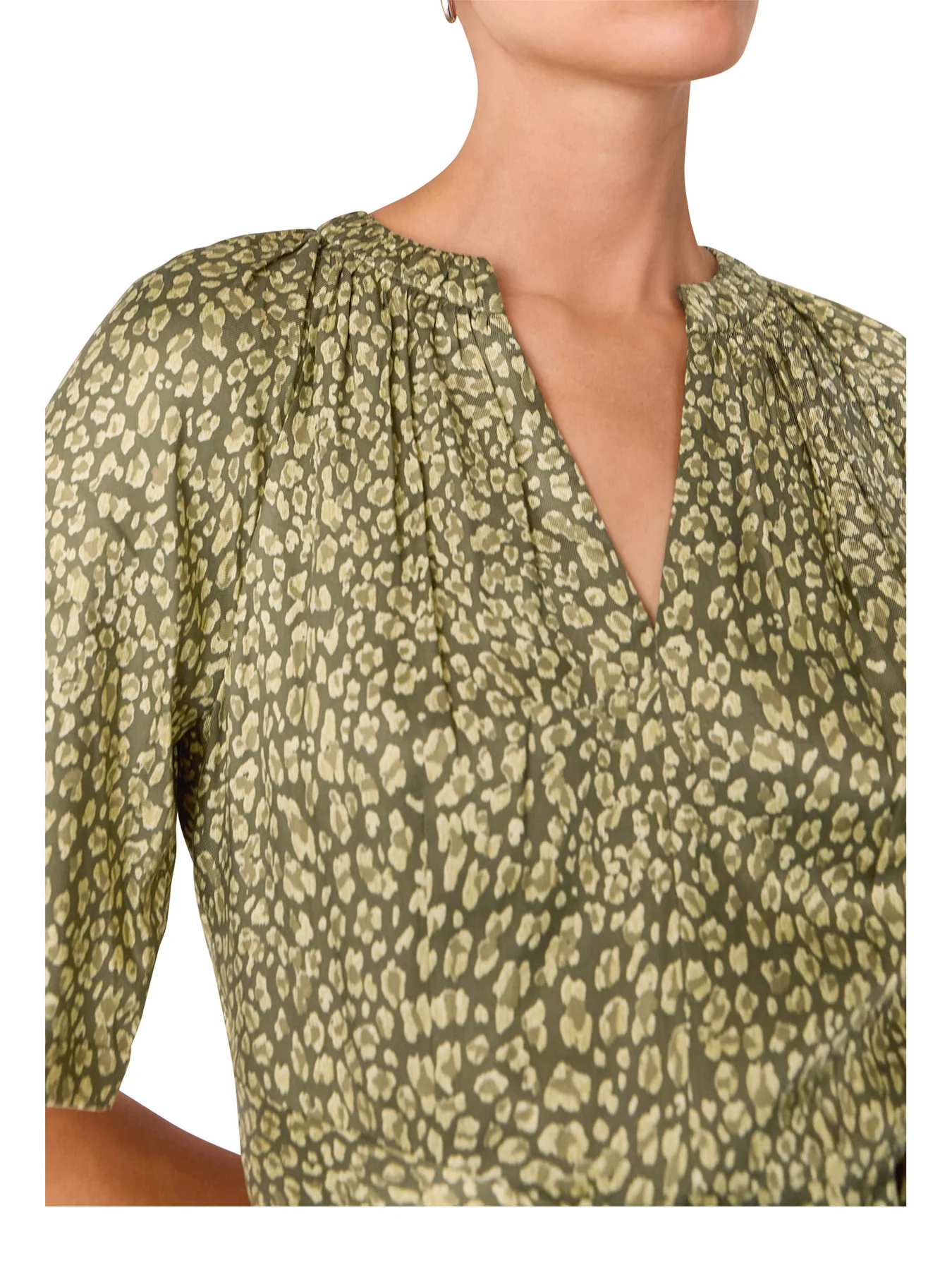 Leopard Viscose Midi Dress Green - Image 4