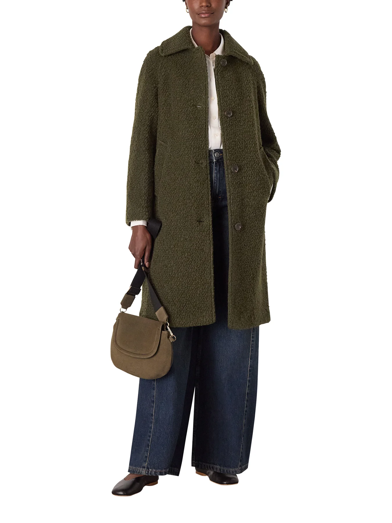 Romy Bouclé Coat Green - Image 2