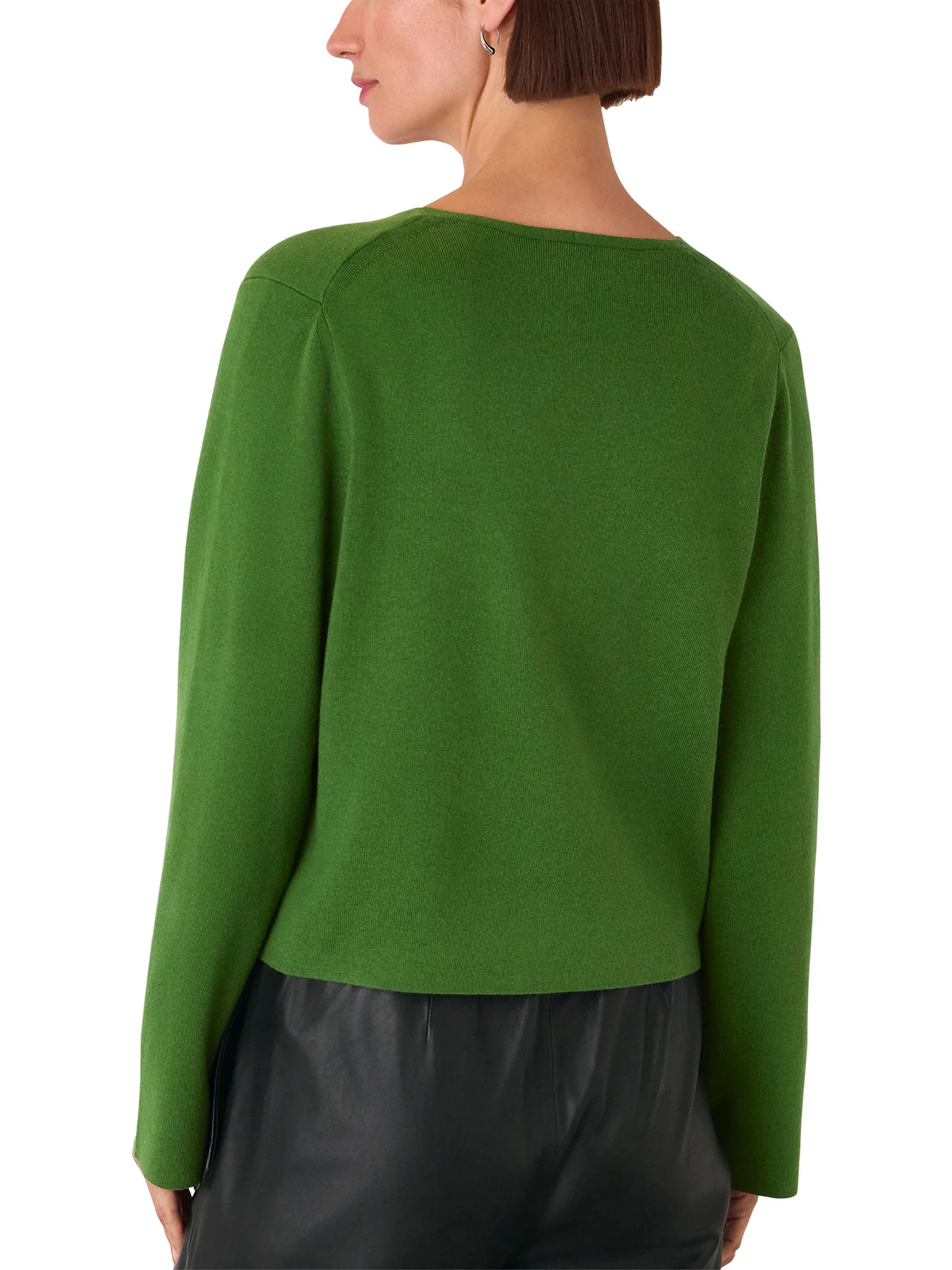 V Neck Button Front Cardigan Green - Image 3