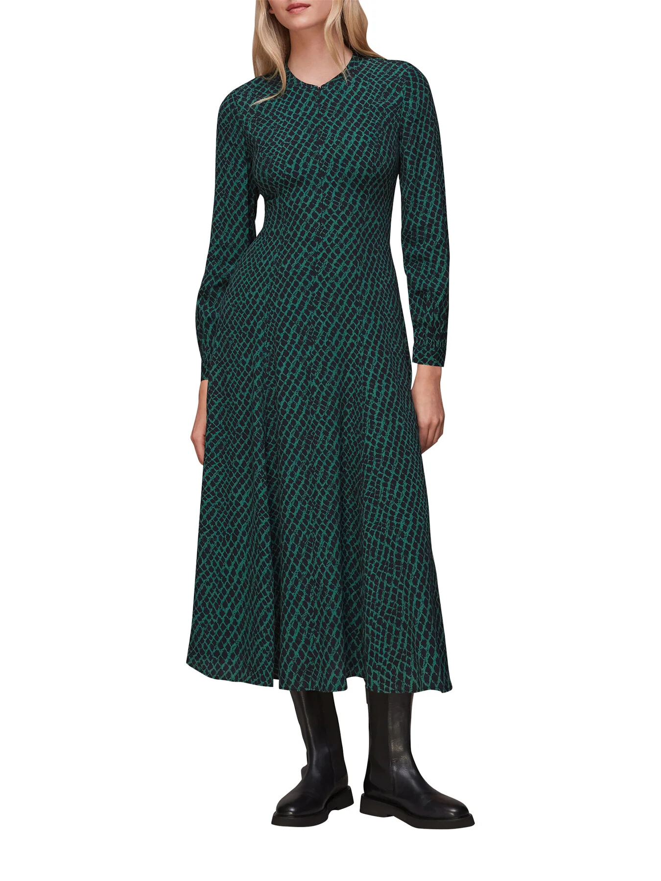 Brushed Geo Print Midi Dress - Image 2