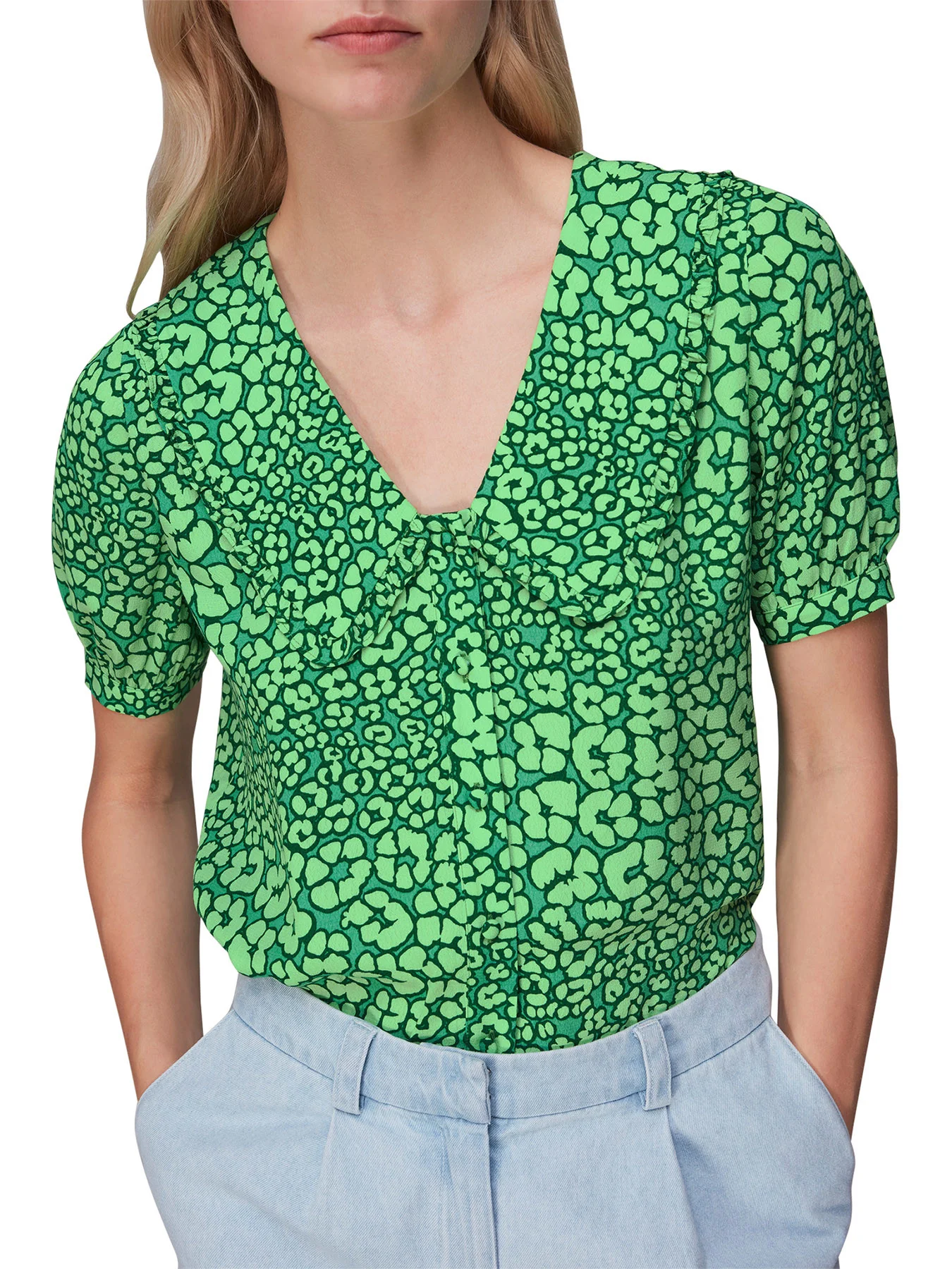 Leopard Petals Collar Top - Image 4