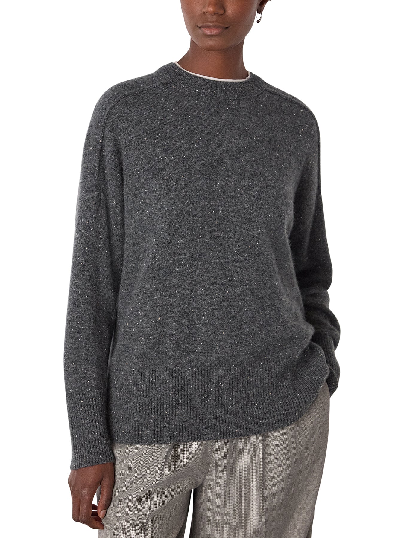 Fleck Seam Neck Knit Grey - Image 2