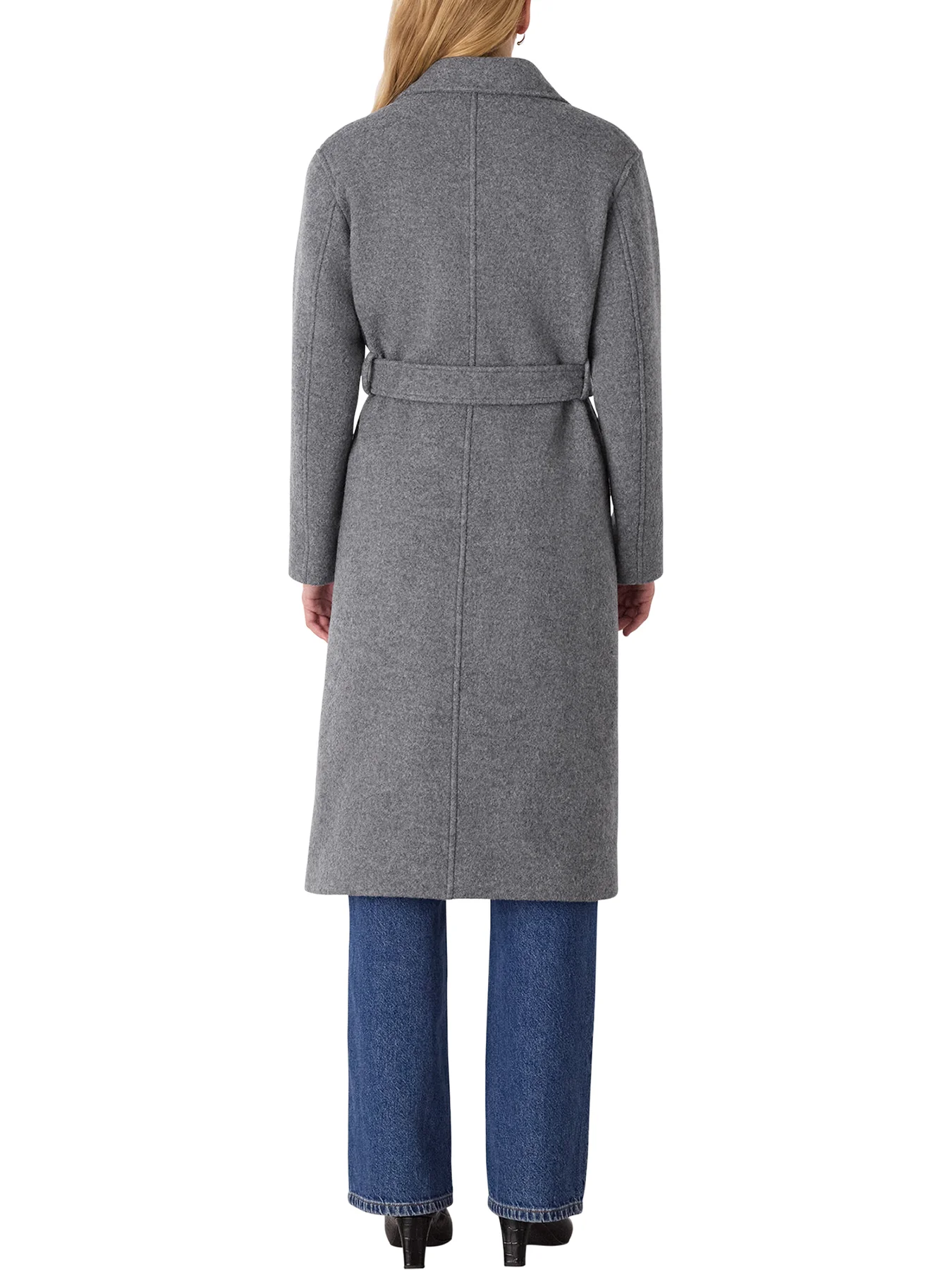 Long Belted Wool Coat Grey - Image 3