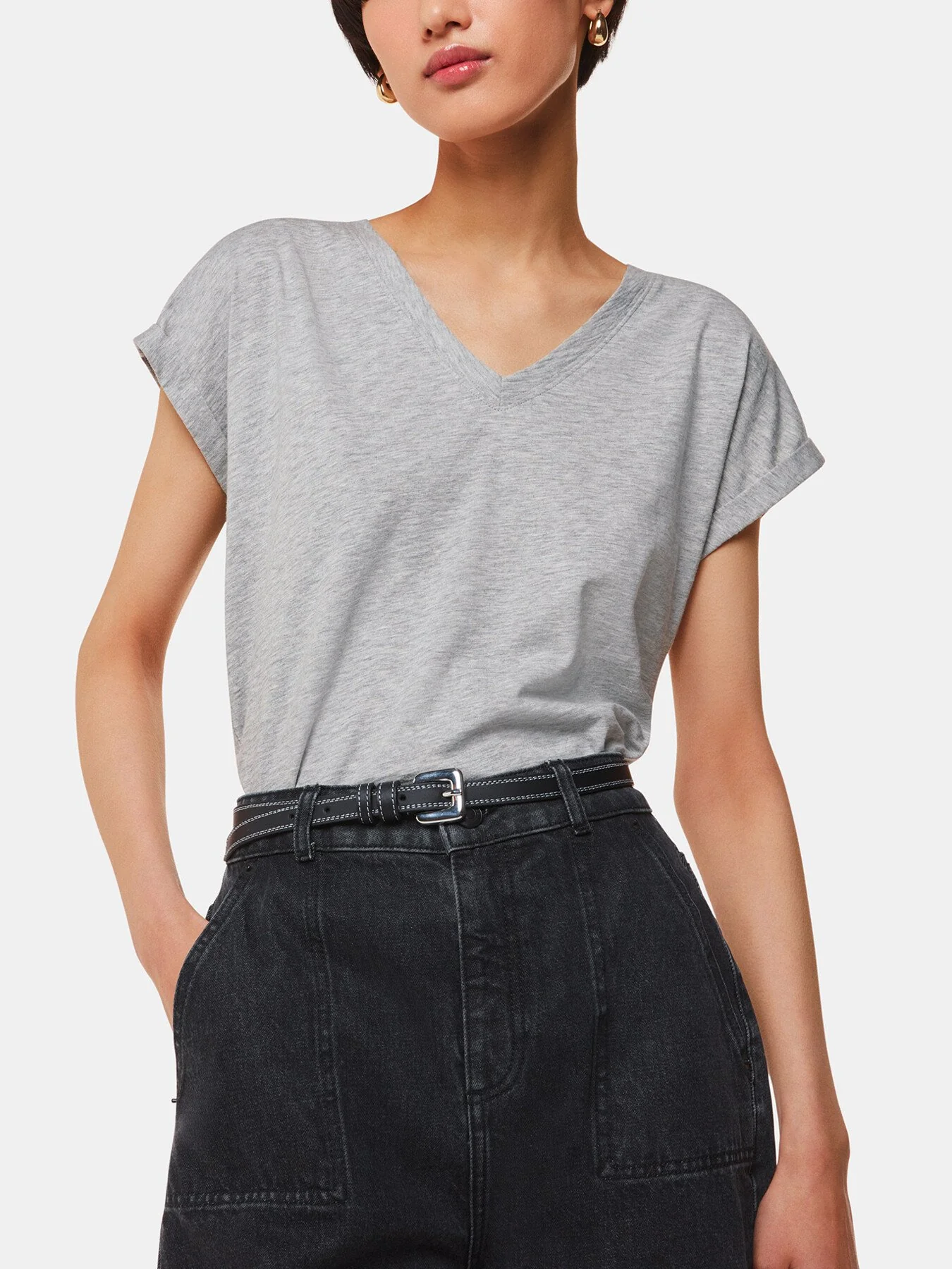 Willa V-Neck Cap Sleeve Tee - Image 2