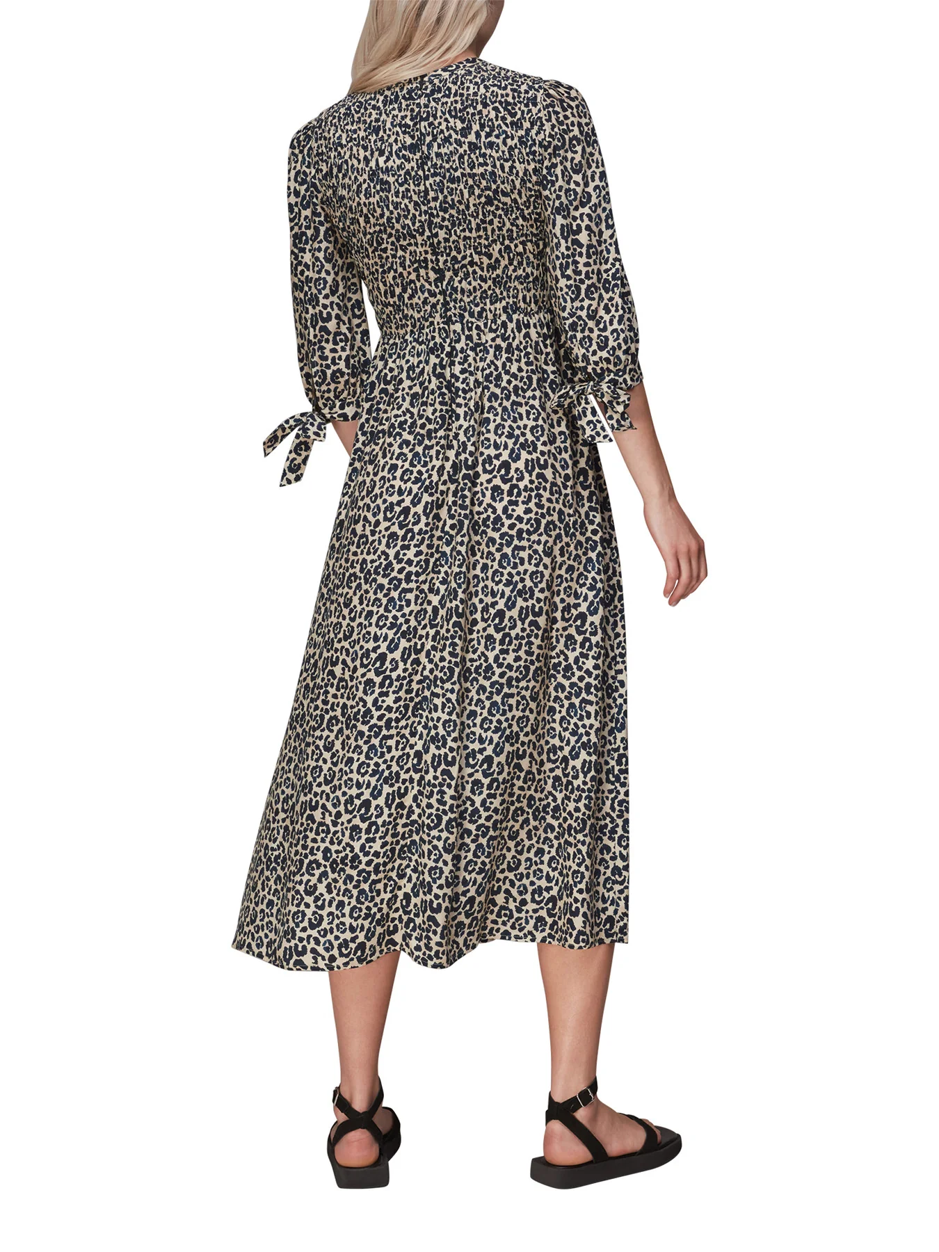 Cheetah Print Shirred Dress - Image 3