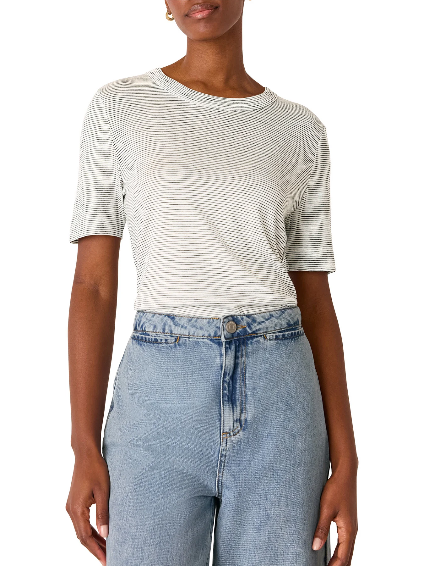 Multicolour Rosa Double Trim Stripe T-Shirt - Image 4