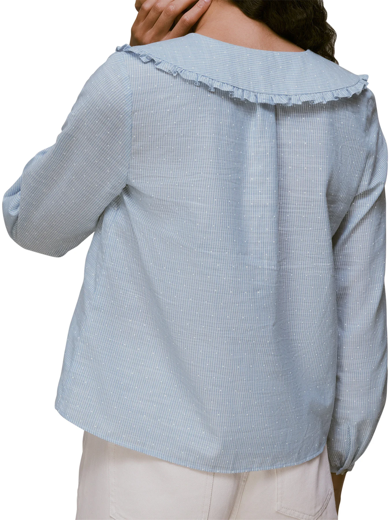 Stripe Spot Collar Detail Top - Image 3