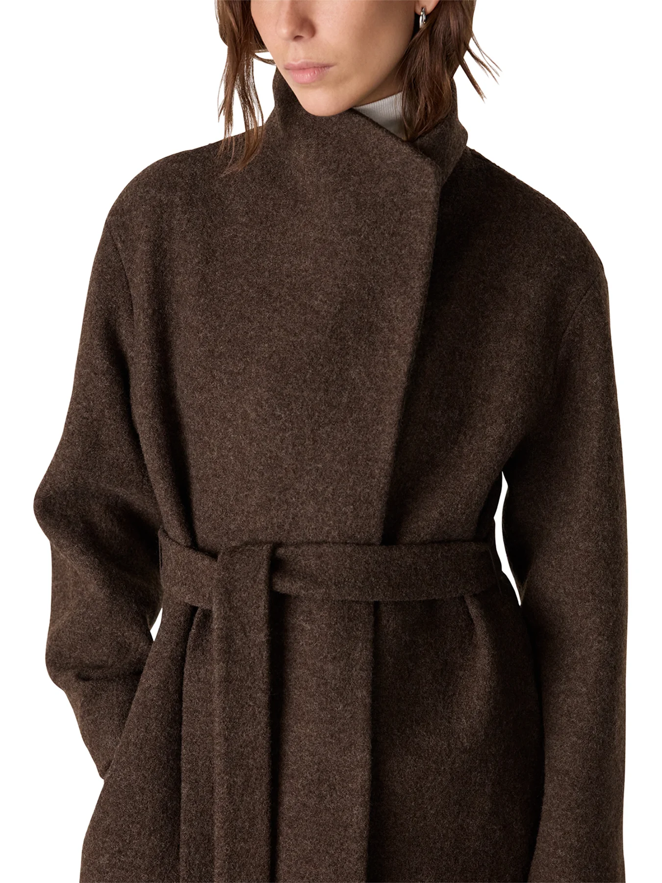 Morgan Funnel Neck Wool Coat Camel - Image 4