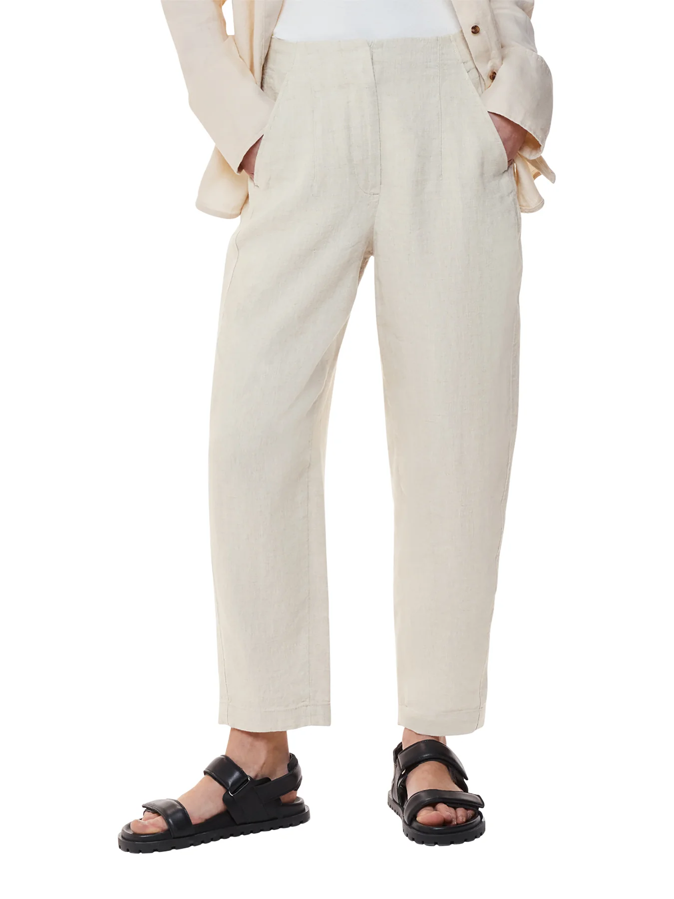 Oatmeal Linen Barrel Leg Trouser - Image 2