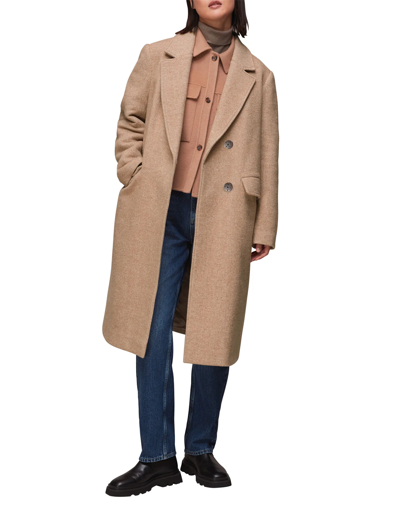 Herringbone Smart Wool Coat - Image 2
