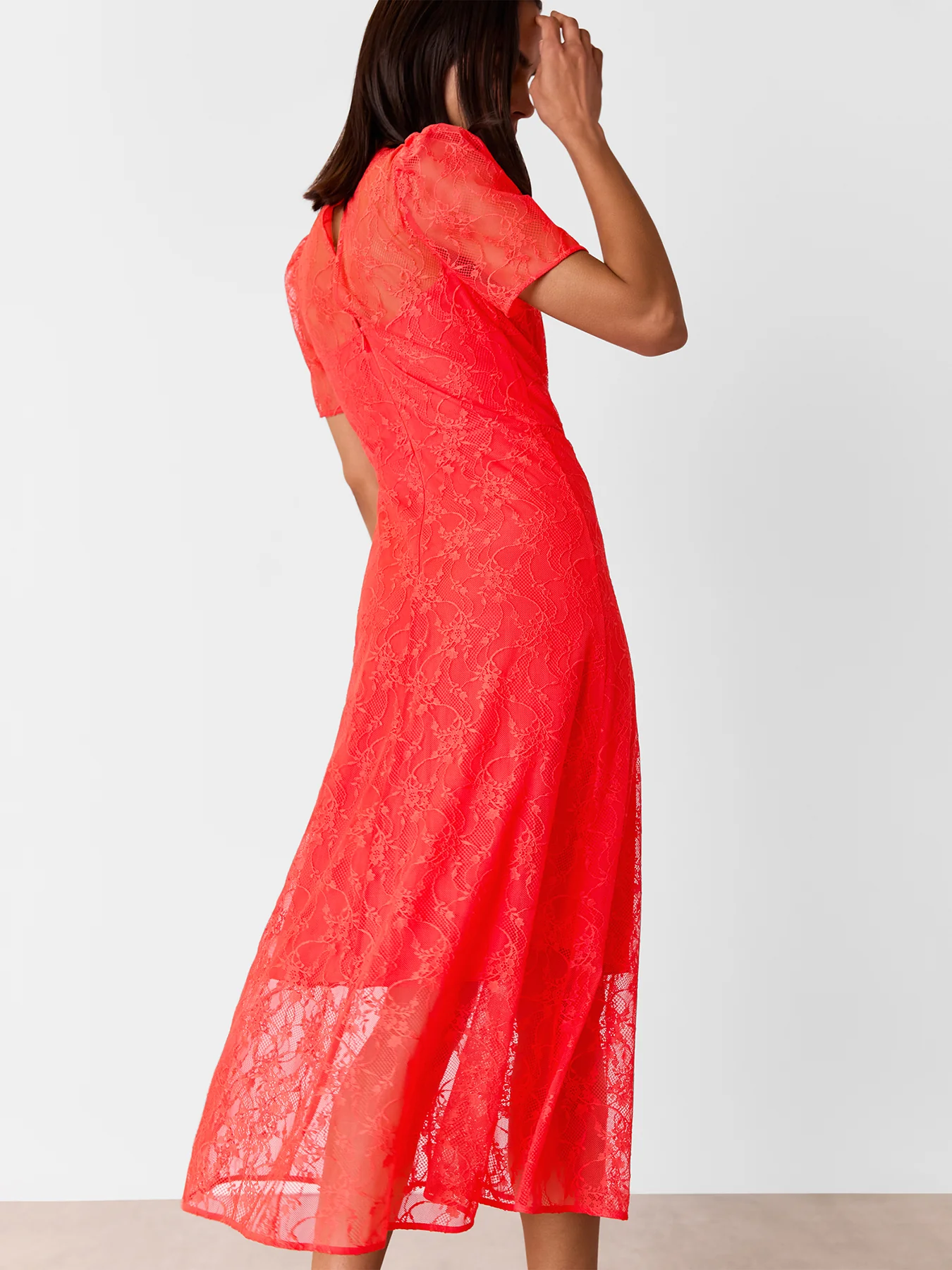 Coral Fay Lace Midi Dress - Image 3