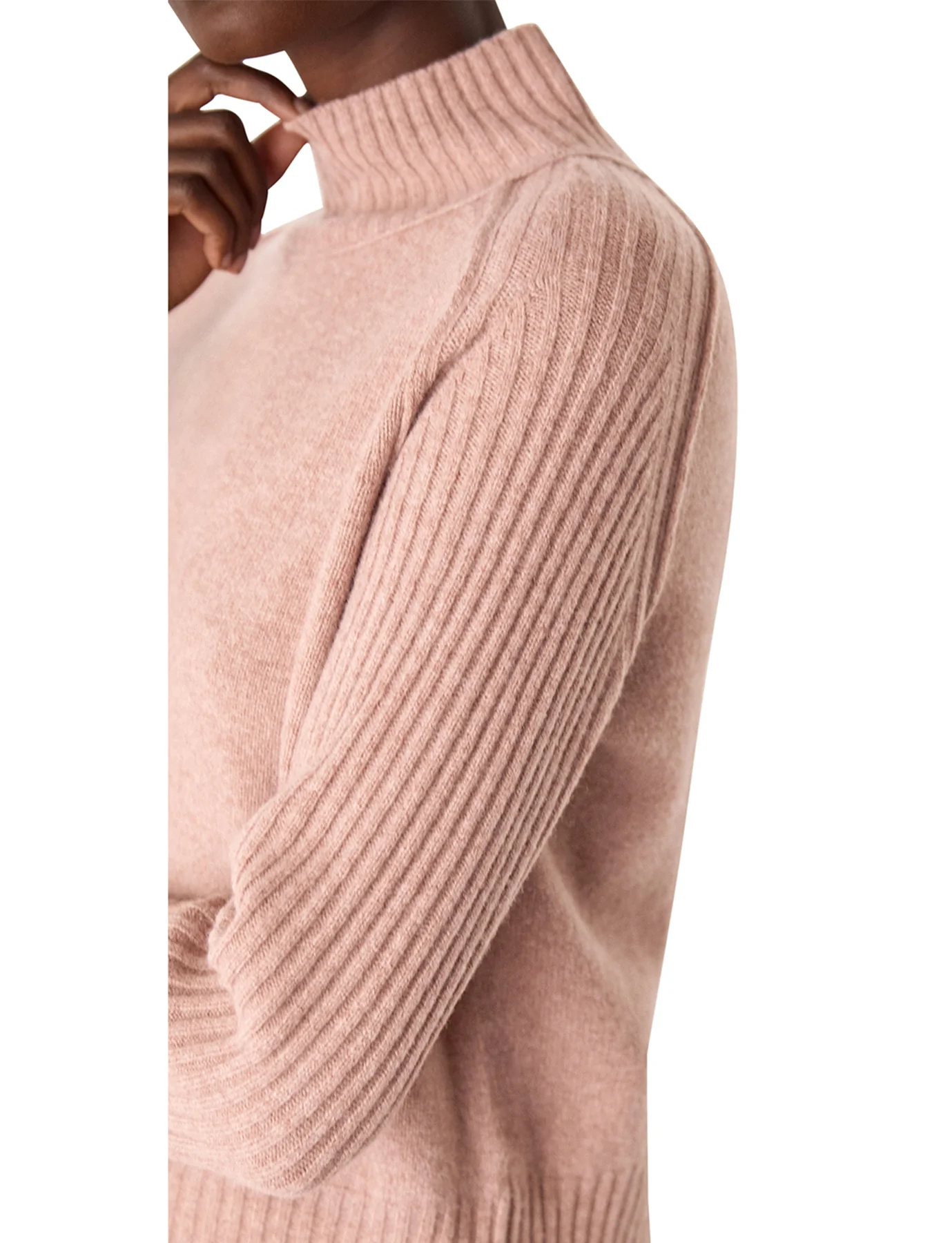 Wool Funnel Neck Knit Pink - Image 4