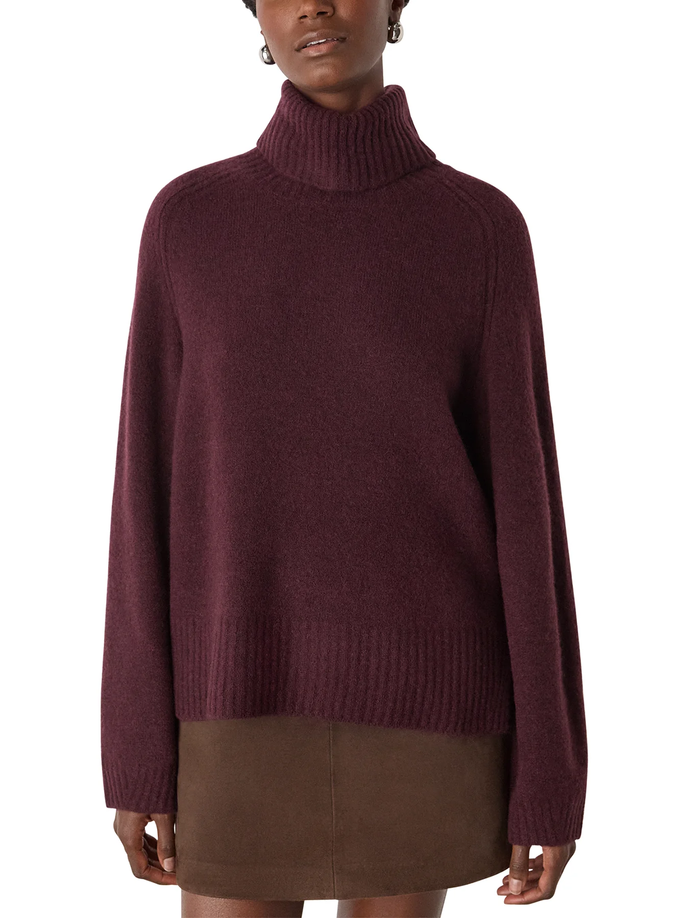 Roll Neck Wool Mix Jumper Red - Image 2