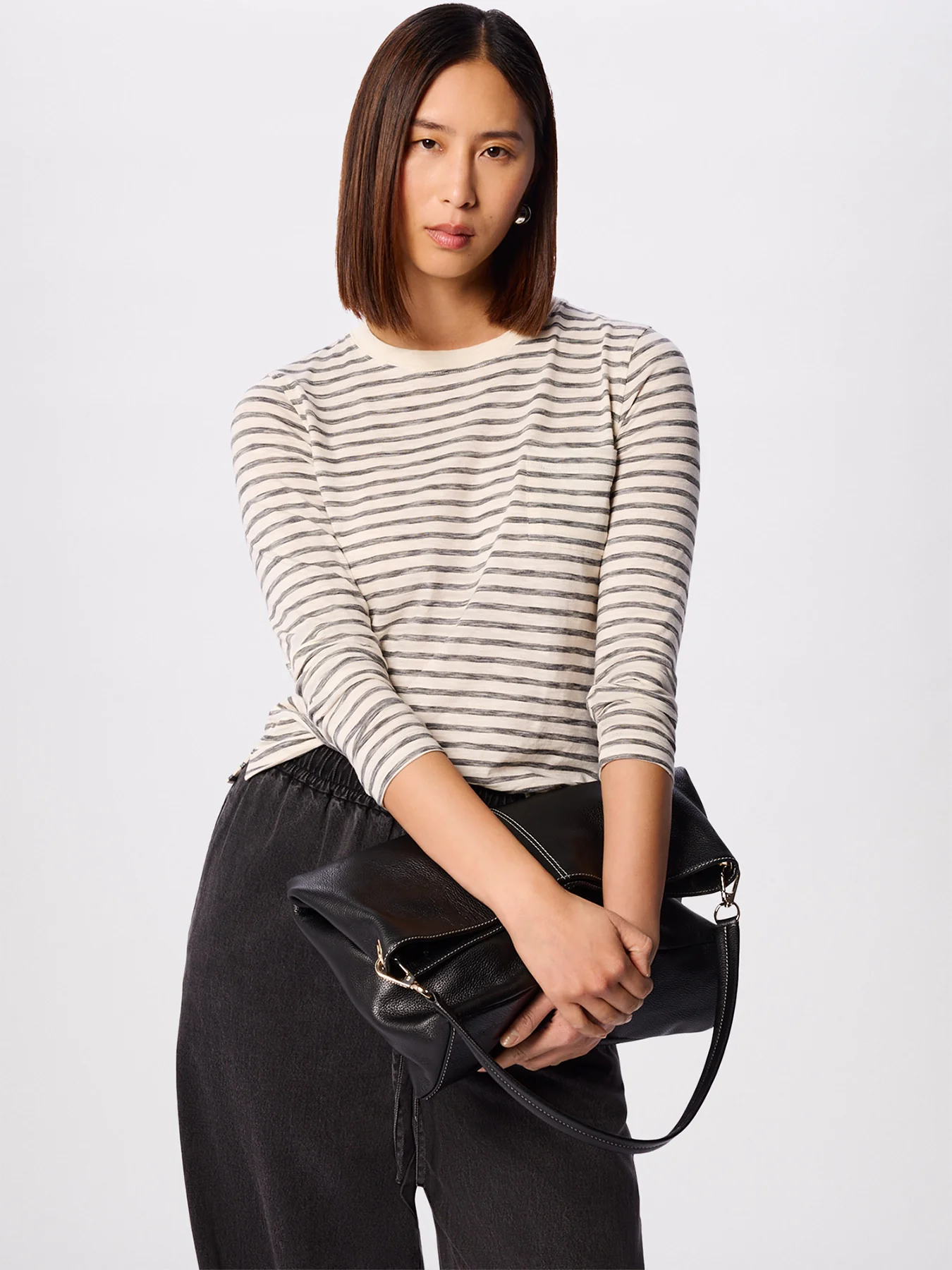Stripe Cotton Jersey Top White - Image 2
