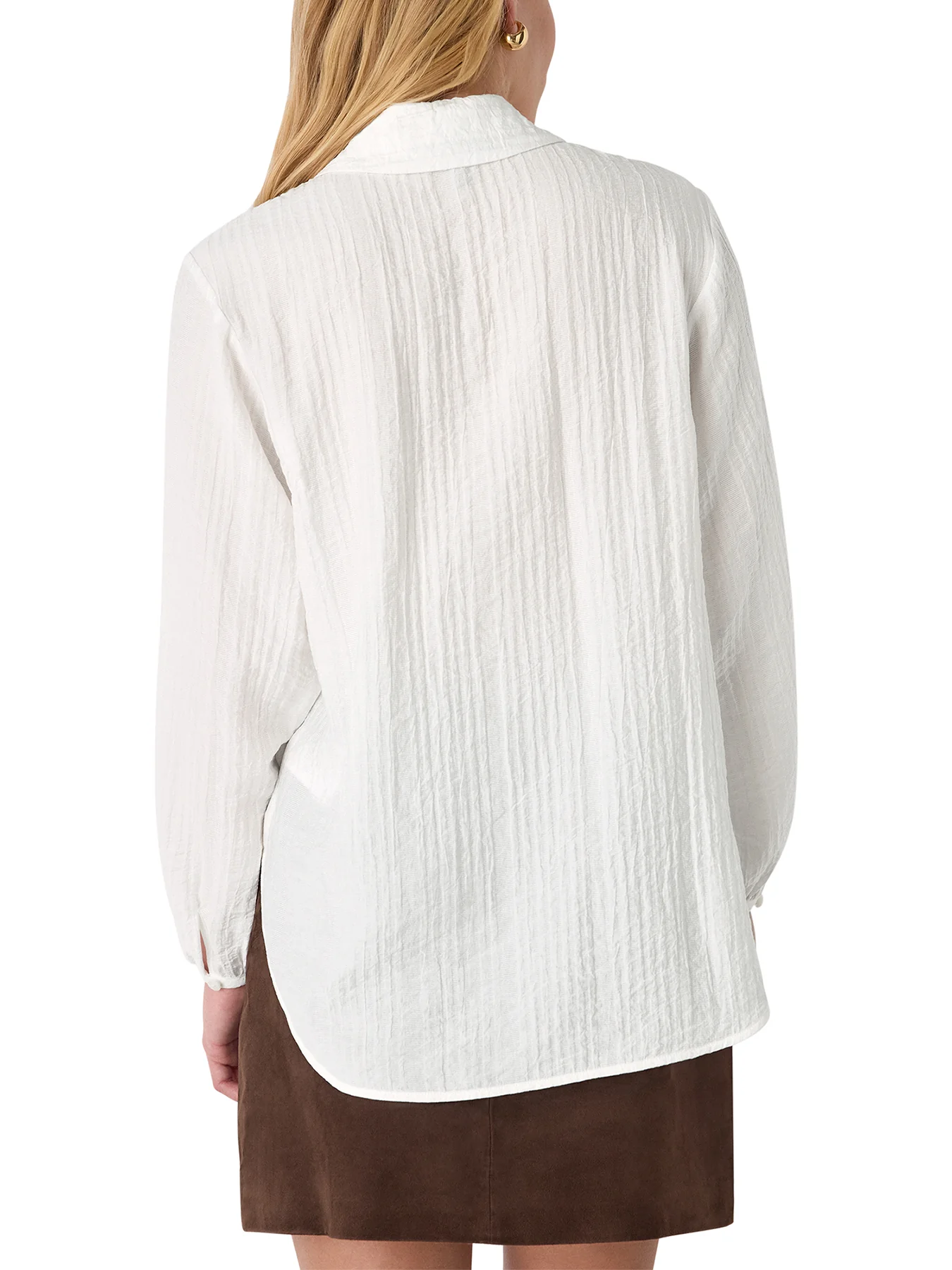 Textured Relaxed Viscose Shirt White - Image 3