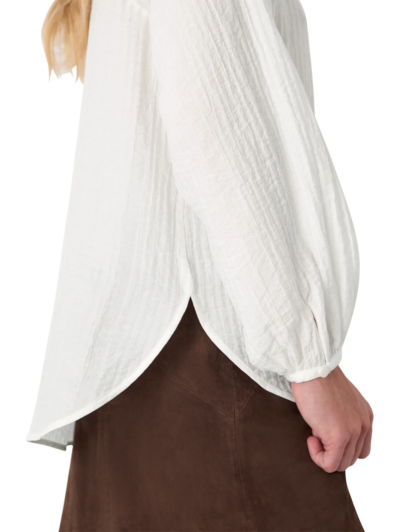 Textured Relaxed Viscose Shirt White - Image 4