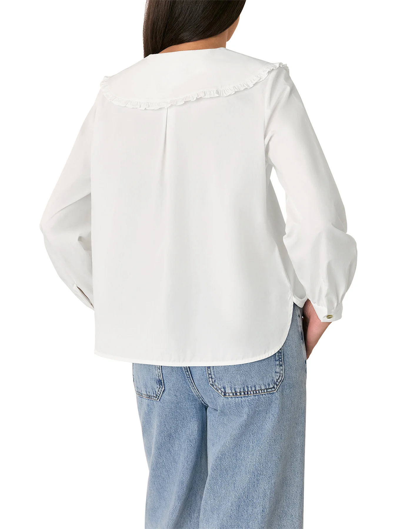 White Cotton Collar Detail Top - Image 3