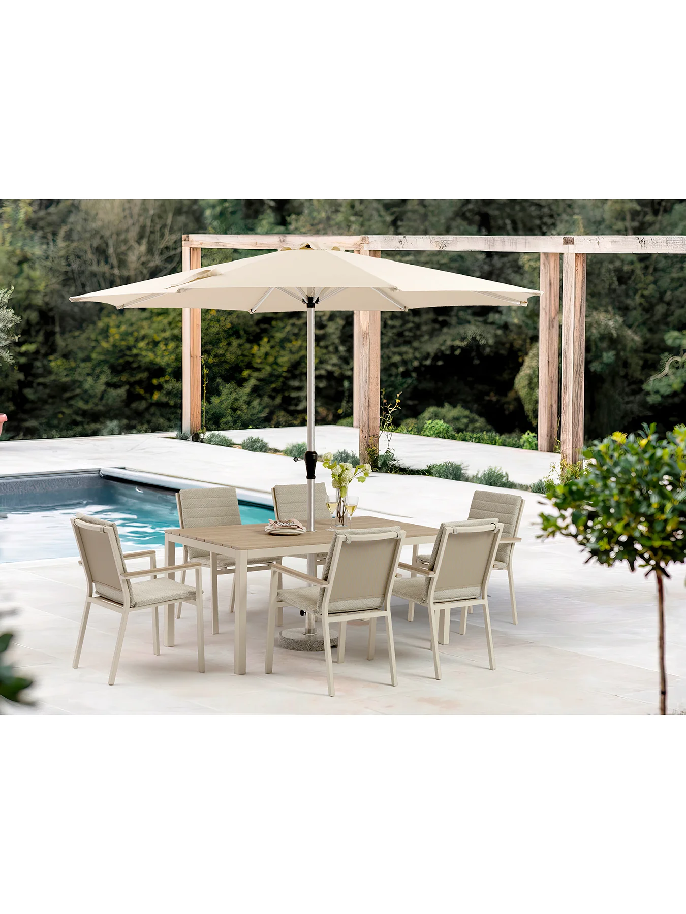 Zurich 6-Seater Garden Dining Set Mocha - Image 2
